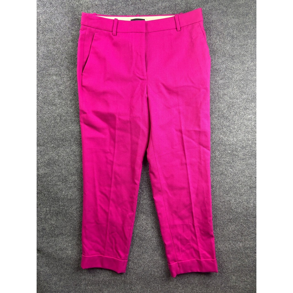 J.Crew Dress‎ Pants Womens 8 Pink 100% Wool Cuffed Straight Leg Trousers